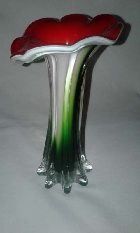 Murano Venetian Glass Vase Red