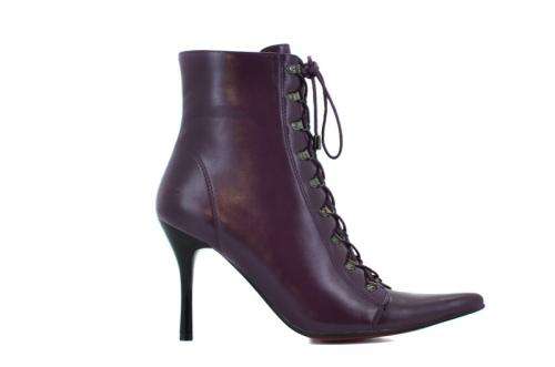LADIES POINTY LACE UP BOOTS (LIMITED STOCK) SIZE 3-8 (PURPLE, RED, BLACK, WHITE)