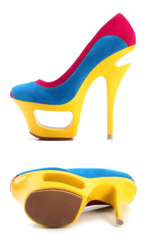 STUNNING!!!!!!!!!!   LADIES HIGH HEEL PUMPS IN BLUE / ORANGE  (2 COLOURS)  (SIZE  2 - 6.5)