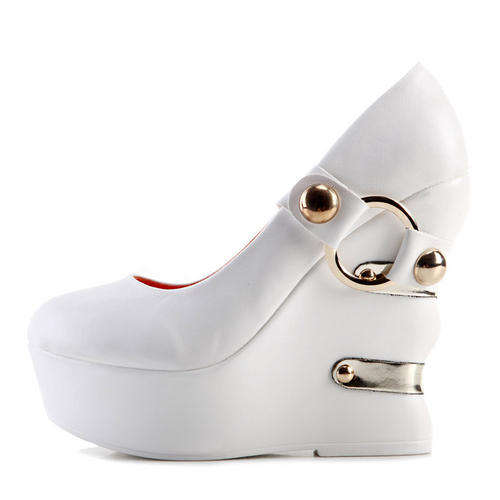 STUNNING!!!!!! LADIES WEDGE SHOES IN WHITE / BLACK (SIZE 2 - 6)