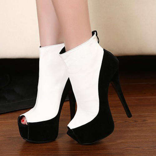 STUNNING!!! LADIES HIGH HEEL PEEP TOE ANKLE BOOTS (SIZE 2.5 - 6)