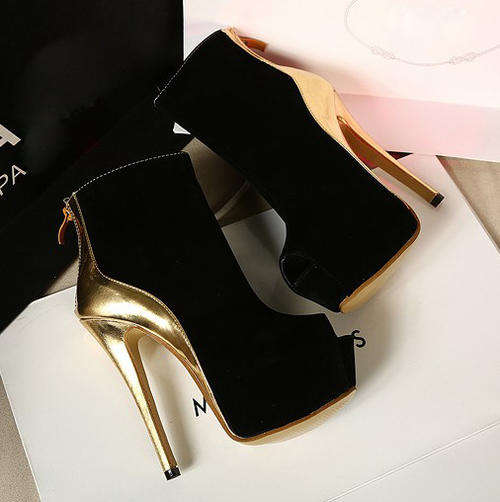 STUNNING!!! LADIES HIGH HEEL PEEP TOE ANKLE BOOTS (SIZE 2.5 - 6)