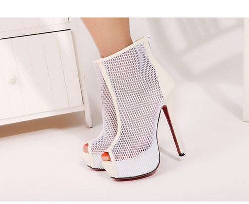 STUNNING!!! LADIES HIGH HEEL PEEP TOE ANKLE BOOTS **2 COLOURS** (SIZE 2.5 - 6)