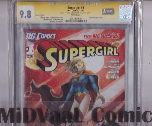 SUPERGIRL # 1 - 2nd PRINTING CGC 9.8 SIGNED BY LAURA VANDERVOORT INCLUDES A CA CERTIFICATION