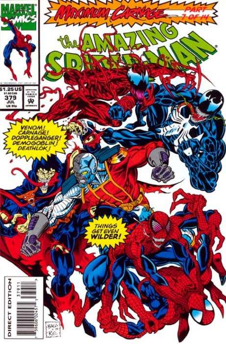 The Amazing Spider-Man Issue # 379 Maximum Carnage, Pt. 7 of 14: The Gathering Storm"  cover: