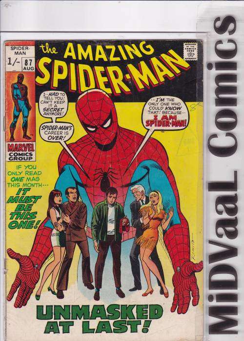 The Amazing Spider-Man Issue # 87 CODT FINE/VERY FINE Peter Parker reveals his identity