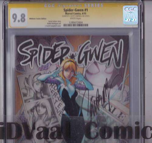 SPIDER-GWEN # 1 MIDTOWN COMICS EDITION SIGNED BY J SCOTT CAMPBELL CGC GRADED 9.8