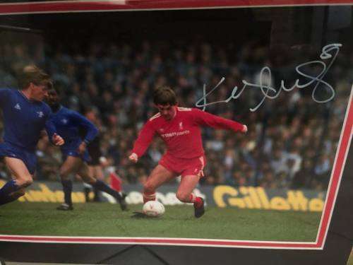 Liverpools King Kenny signed framed photo with stats and COA.