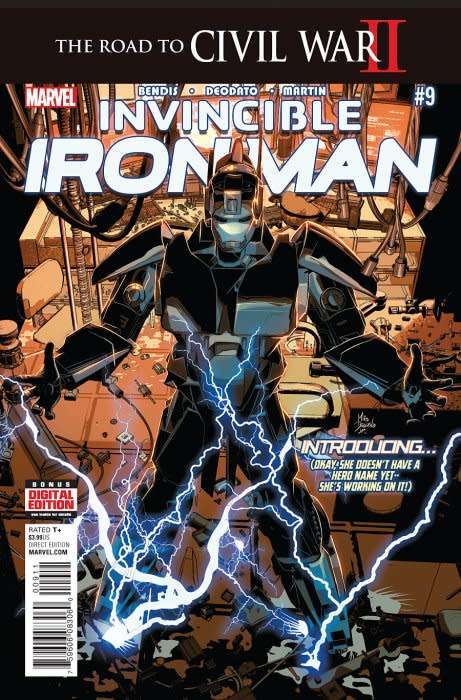 Invincible Iron Man Issue # 9 1st full appearance of Riri Williams.