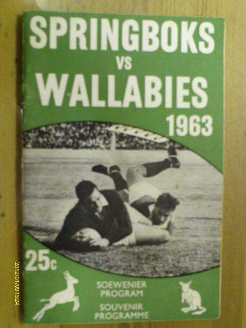 Rugby Programme - International Springboks vs Wallabies 1963