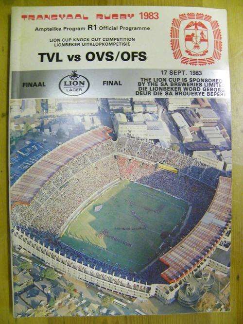 Rugby Programme - 1983 Lion Cup Final Transvaal vs Orange Free State