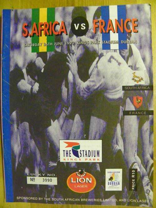 Rugby Programme - 1993 International South Africa vs France