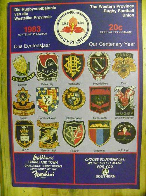 Rugby Programmes - 1983 W.P. Centenary Year Intervarsity UCT vs Maties