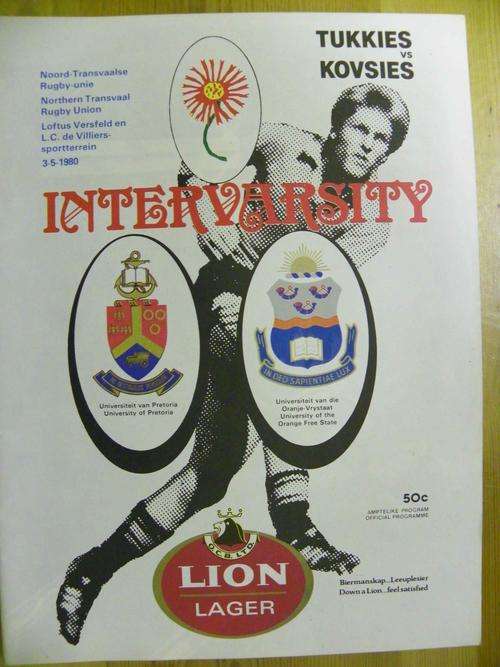 Rugby Programme - 1980 Intervarsity Tukkies vs Kovsies
