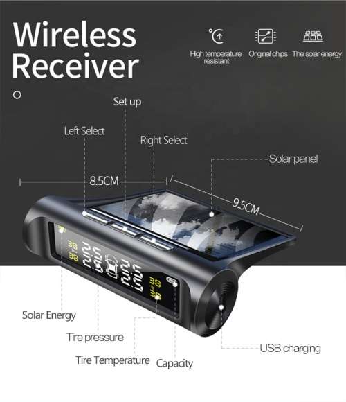 Wireless Car TPMS (Tyre Pressure Monitoring System)  External Sensors (Solar Powered)