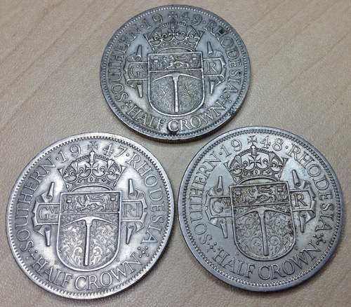 Southern Rhodesia 1947, 1948 & 1949 half crowns
