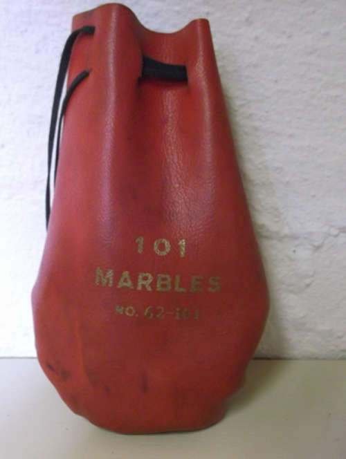 Vintage 60's / 70's Leather Marble Bag with Marbles