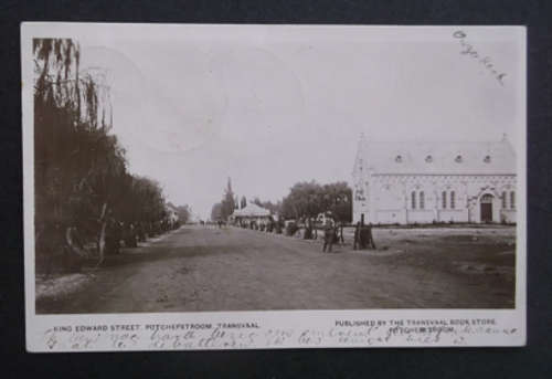 Vintage Postcard King Edward Street Potchefstroom c 1909 With Transvaal Halfpenny Stamp