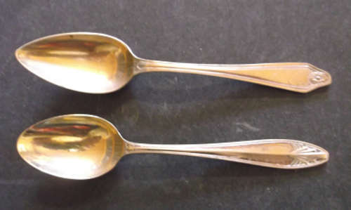 Two Art Deco Style Silverplated Vintage Tea Spoons
