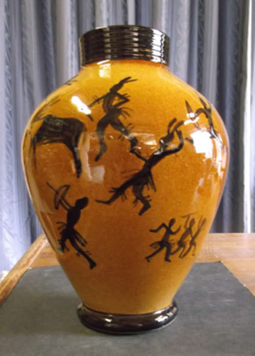 Exquisite Kalahari Bushman Painting Vase