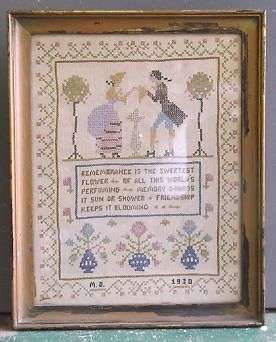 Stunning Framed Vintage Embroidery D.D. 1930