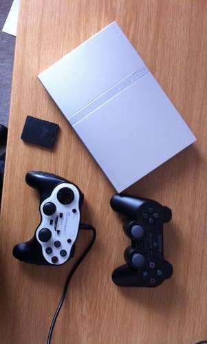 Silver Playstation 2 PS2 with Two Games and Awesome Accessory Pack!