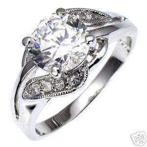 ROUND CUT STERLING SILVER ENGAGEMENT WEDDING RING S 9