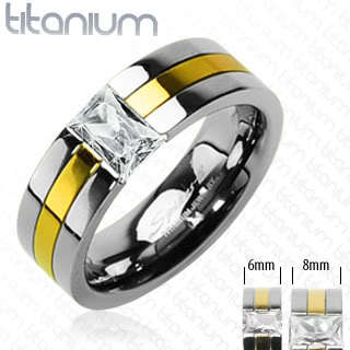 Titanium Engagement Gold Top Fancy Ring Sz 11