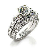 Fancy Bridal Engagement CZ Ring Set Special Design sz 8