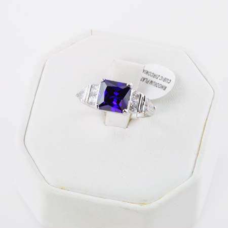 Rhodium  Tanzanite 2CT Combo Cut Ring - Size 7