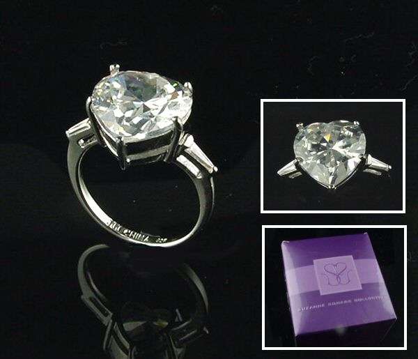 SUZANNE SOMERS STERLING 6 CT HEART PROMISE RING - SZ 9