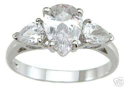 Cubic Zirconia Pear Shaped Wedding Ring Size 8