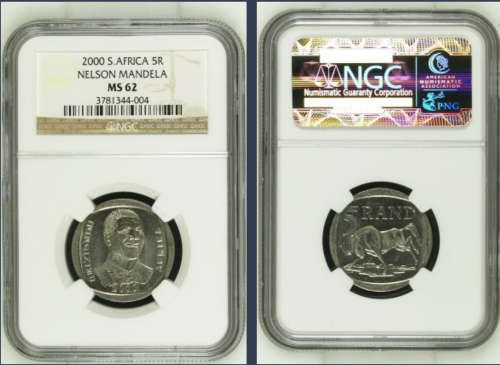 2000 SOUTH AFRICA MANDELA COIN MS 62 GRADED