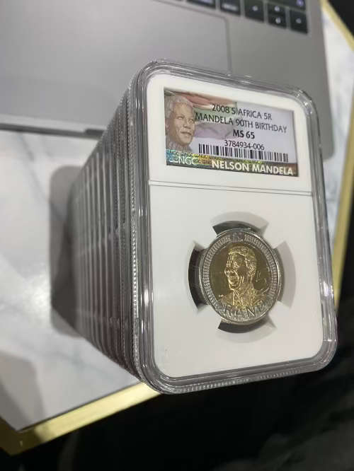 13 X MS 65 GRADED MANDELA R5 COINS