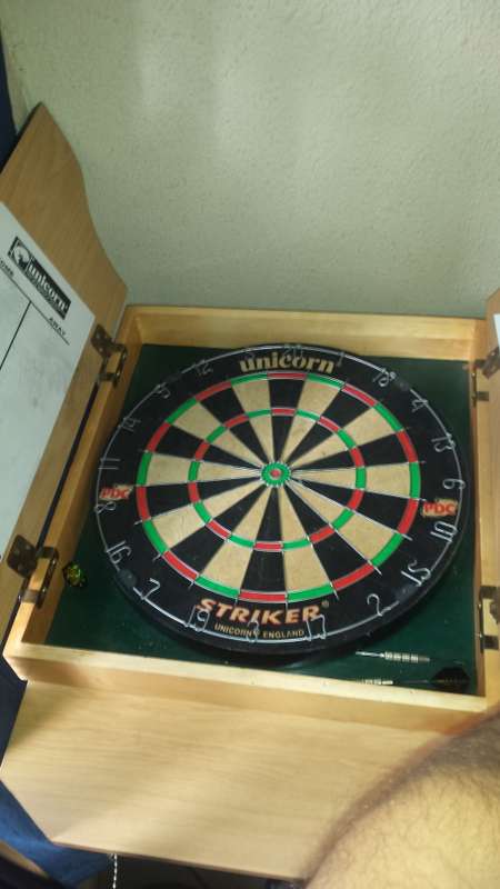 Dart Board in Mounted Cupboard