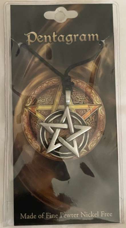 Pentacle Pewter Pendant - Black Circle