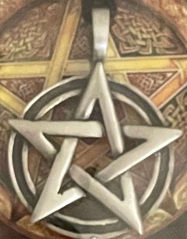 Pentacle Pewter Pendant - Black Circle
