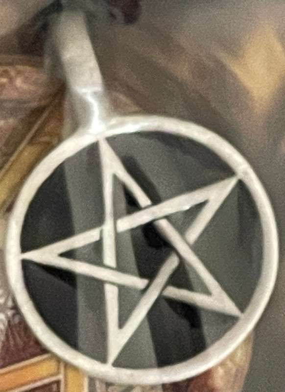 Pentacle Pewter Pendant - Black Enamel