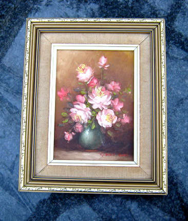 ROBERT COX ROSE PAINTING - Original Framed Oil Painting Done with Palet Knife