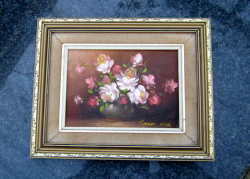 ROBERT COX ROSE PAINTING - Original Framed Oil Painting Done with Palet Knife