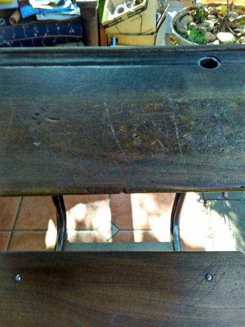 VINTAGE SCHOOL DESK - (Wood and Iron)