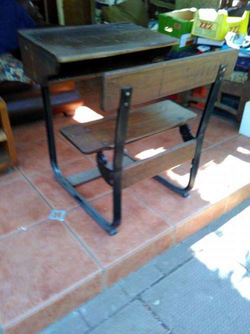 VINTAGE SCHOOL DESK - (Wood and Iron)
