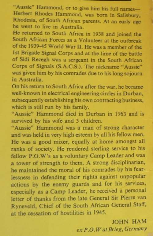 CHAMBERS, Joan- For You the War is Over :The story of H.R.(Aussie) Hammond - (Hardcover in Wrapper)