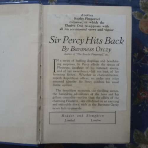 ORCZY, Baroness Emmuska - Sir Percy Hits Back - (Hardcover)