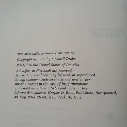 DROKE, Maxwell - The Speaker`s Handbook of Humor - (Hardcover)