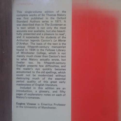 MALLORY, Sir Thomas - Mallory Works - [Edited by Eugene Vinaver] - (Paperback)