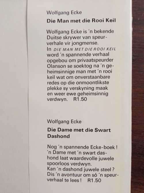 ECKE, Wolfgang - Die Man met die Grys Broek - (Hardeband in Stofomslag)