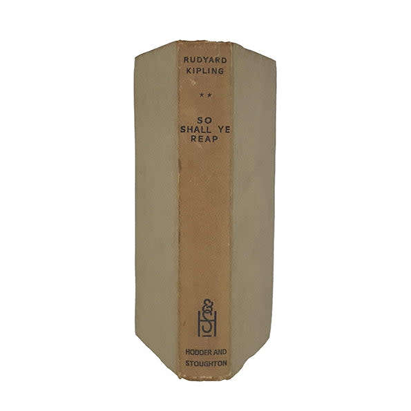 KIPLING, Rudyard - So Shall Ye Reap : Poems for these days - (1941 Hardcover)