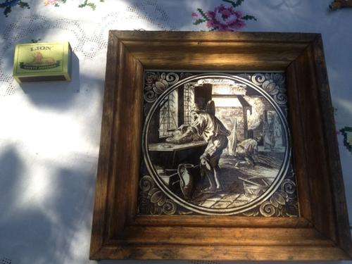 DUTCH TILE - Framed and depicting "De Bakker"