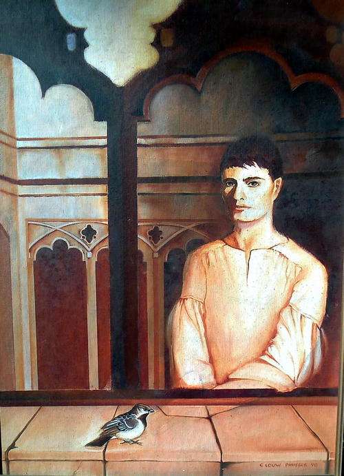 MONK AT WINDOW - C. Louw Pfeiffer - Framed